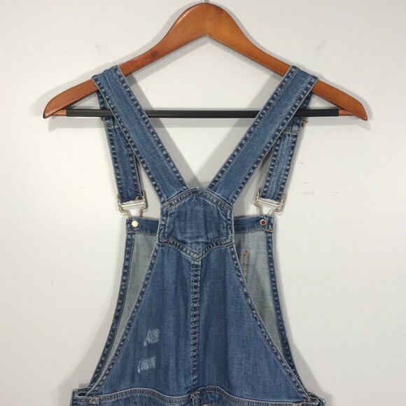 Forever 21 Overalls Womens 28 Blue Denim Jeans Distressed Straight Button Pocket - Picture 10 of 16